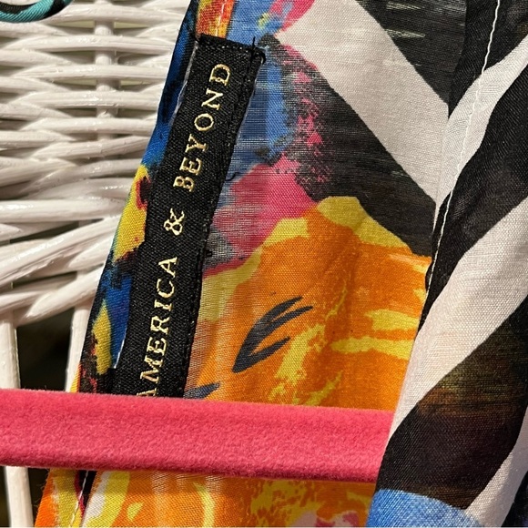 America & Beyond Sleeveless Sheer Maxi Dress Sz XL Tropical Beach CoverUp Flowy - Picture 7 of 16